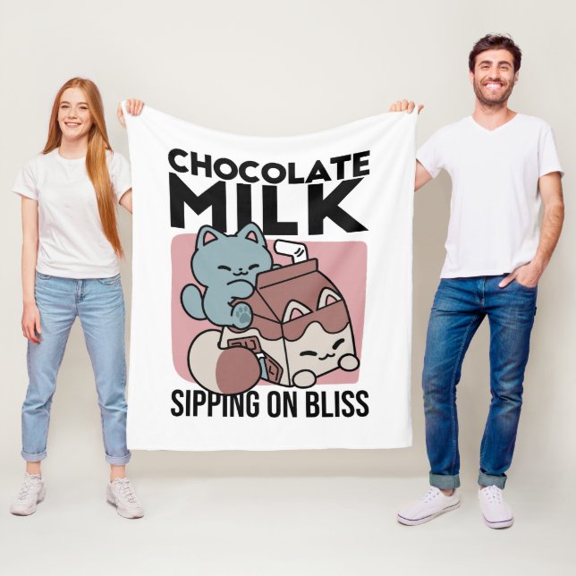 Cobertor De Velo Kawaii Chocolate Milk Cat – Cozy Drink & Cuteness  (In Situ)