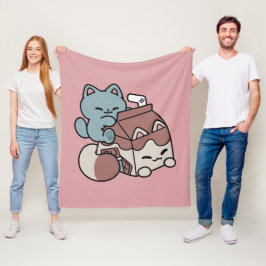 Cobertor De Velo Kawaii Chocolate Milk Cat – Cozy Drink & Cuteness