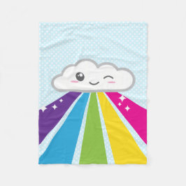 Cobertor De Velo Kawaii Cloud e Rainbow Fleece Blanket
