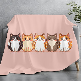 Cobertor De Velo Kawaii Cutie Kitty Crew | Cozy Peach Pink Cat Mom 