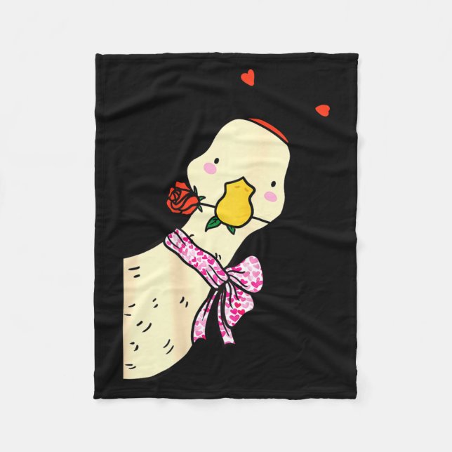 Cobertor De Velo Kawaii Duck Rose Heart Bow Valentine Day Cute Anim (Frente)
