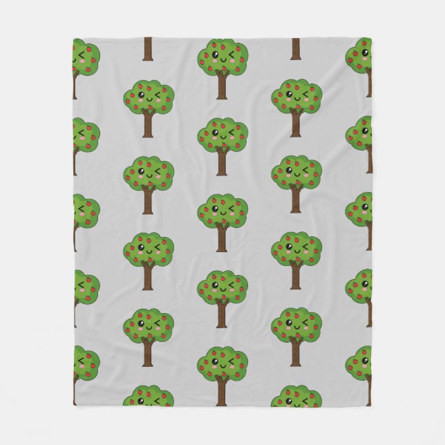 Cobertor De Velo Kawaii Happy Winking Apple Tree (Frente)