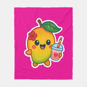 Cobertor De Velo Kawaii Mango - Fruta doce com Heart Smoothi