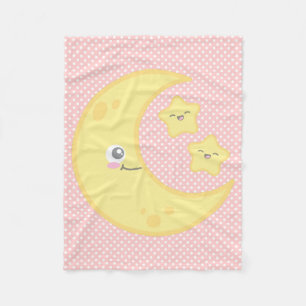 Cobertor De Velo Kawaii Moon e Stars Fleece Blanket