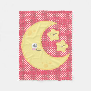 Cobertor De Velo Kawaii Moon e Stars Fleece Blanket