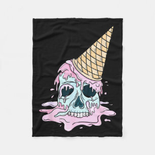 Cobertor De Velo Kawaii Pastel Goth Fofo Crânio de Sorvete Assustad