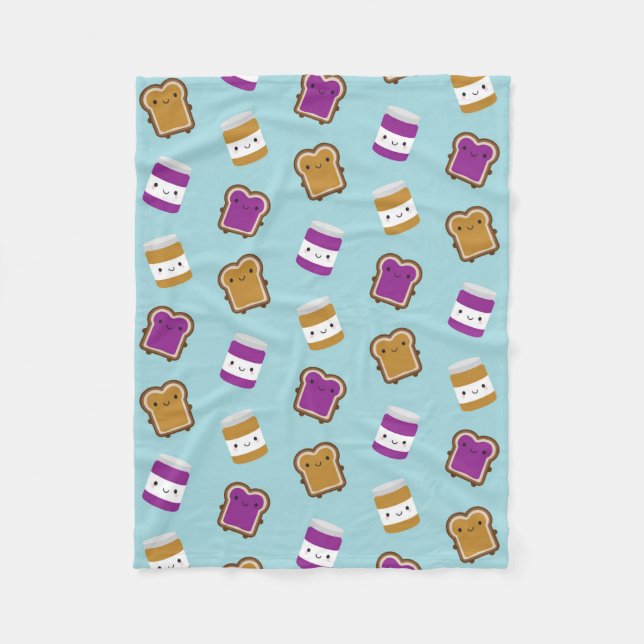 Cobertor De Velo Kawaii Peanut Butter & Jelly Sandwich Couple (Frente)
