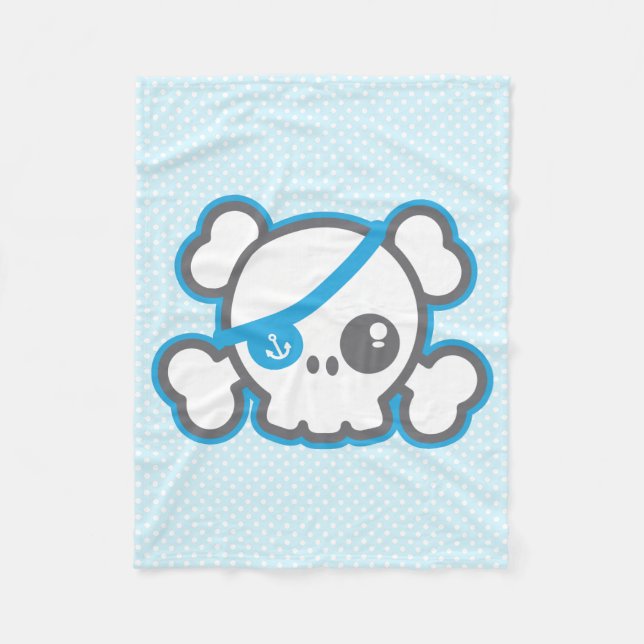 Cobertor De Velo Kawaii Pirate Skull Fleece Blanket (Frente)