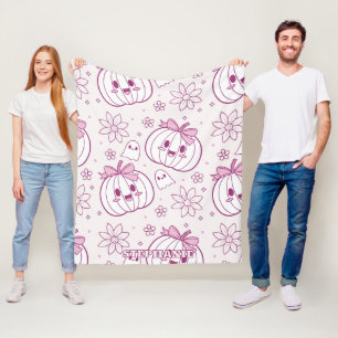 Cobertor De Velo Kawaii Pumpkins, Fantasmas e Flores