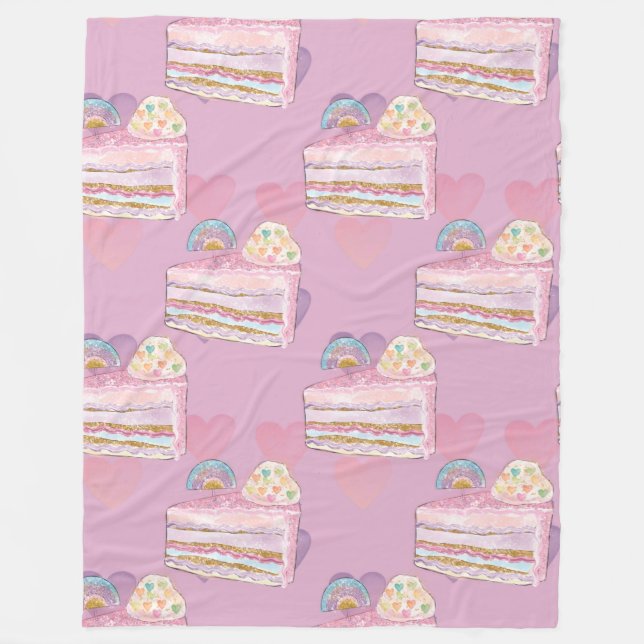 Cobertor De Velo Kawaii Rainbow Cake Patterno - Púrpura Pastel (Frente)