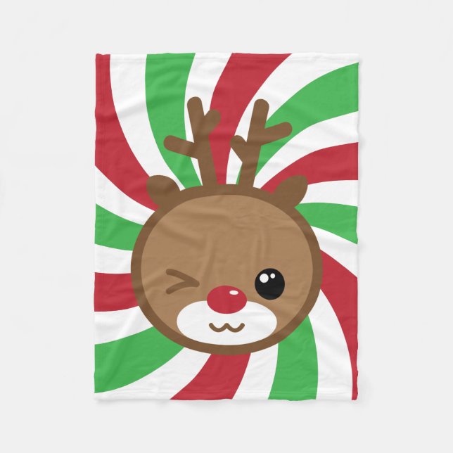 Cobertor De Velo Kawaii Reindeer Small Fleece Blanket (Frente)