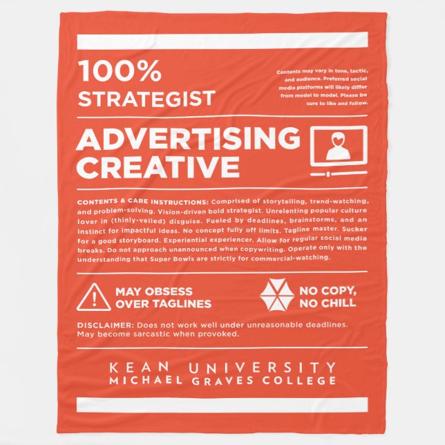 Cobertor De Velo Kean MGC Advertising Care Label (Frente)