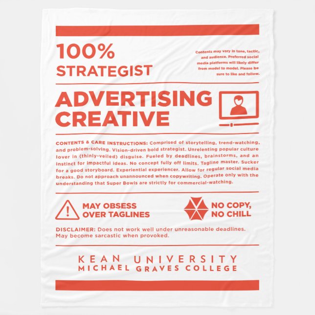 Cobertor De Velo Kean MGC Advertising Care Label (Frente)