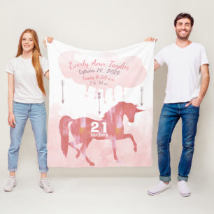 Cobertor De Velo Keepsawn Baby Girl Blush Coral Birn Stat Unicorn