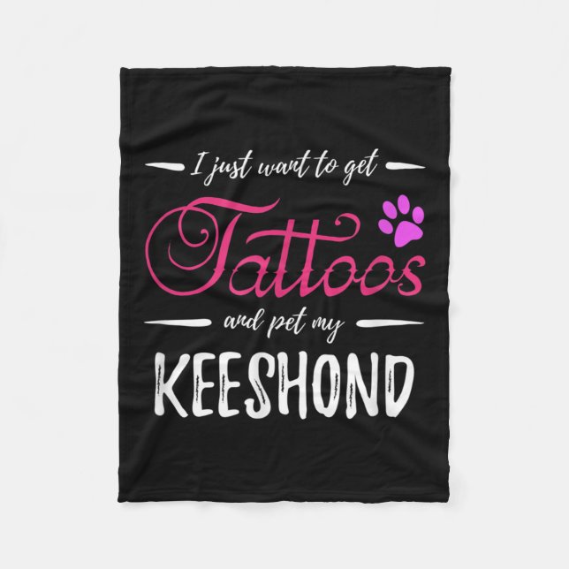 Cobertor De Velo Keeshond Dog Lover Tattoo Engraçado Cachorro Mãe D (Frente)