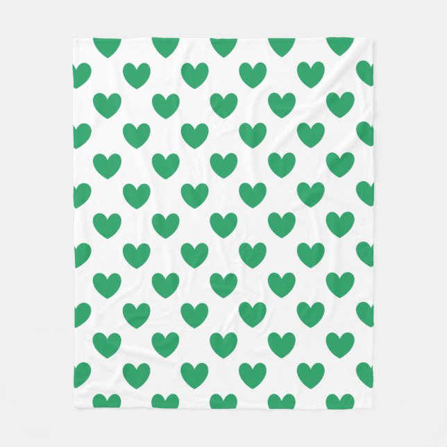 Cobertor De Velo Kelly Green Polka Hearts em branco (Frente)