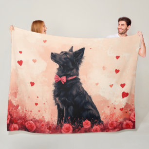 Cobertor De Velo Kelpie Australiano com Rosas - Dia dos Namorados