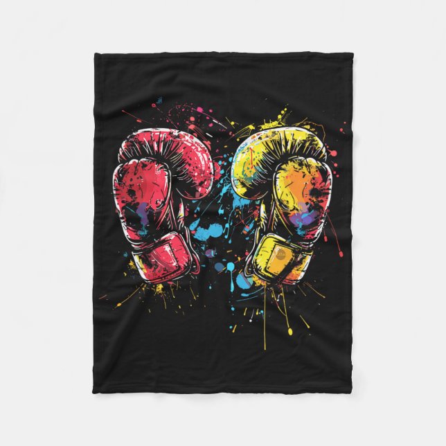 Cobertor De Velo Kickboxing Gloves Splotch Martial Artist  (Frente)