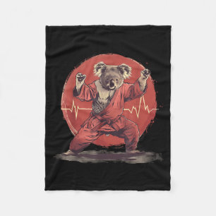 Cobertor De Velo Kickboxing Koala Taekwondo Caratê MMA Engraçado