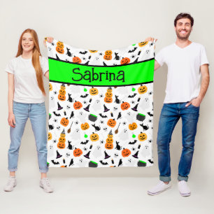 Cobertor De Velo Kid Halloween Ghost Pumpkin Black Cat Personalize