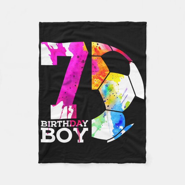 Cobertor De Velo Kids 7 Birthday Boy Soccer 7th Birthday  (Frente)