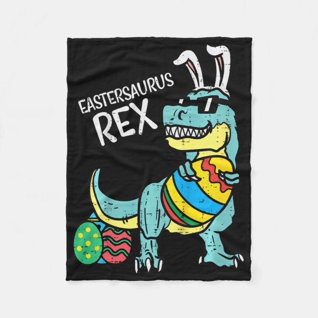 Cobertor De Velo Kids Eastersaurus Rex Páscoa Trex Bunny Criança Bo (Frente)