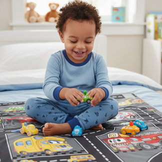 Cobertor De Velo Kids Photo Road Map Cute Cartoon Vehicles Street