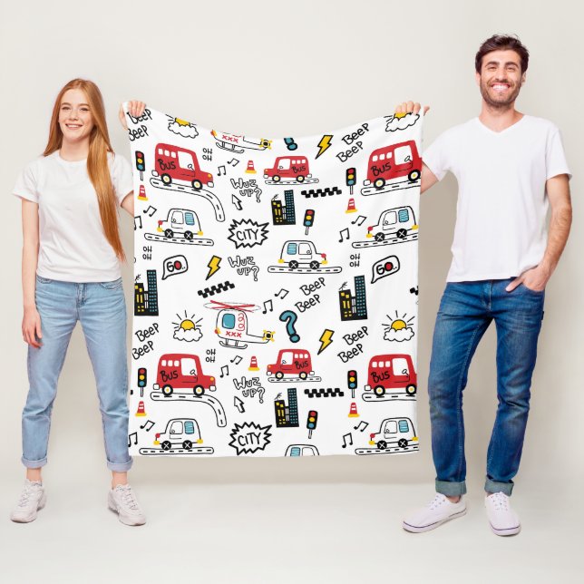 Cobertor De Velo Kids Playful Transport Pattern  (In Situ)