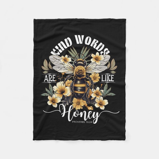 Cobertor De Velo Kind Words Are Like Honey Bees Flower Proverbs 16_ (Frente)