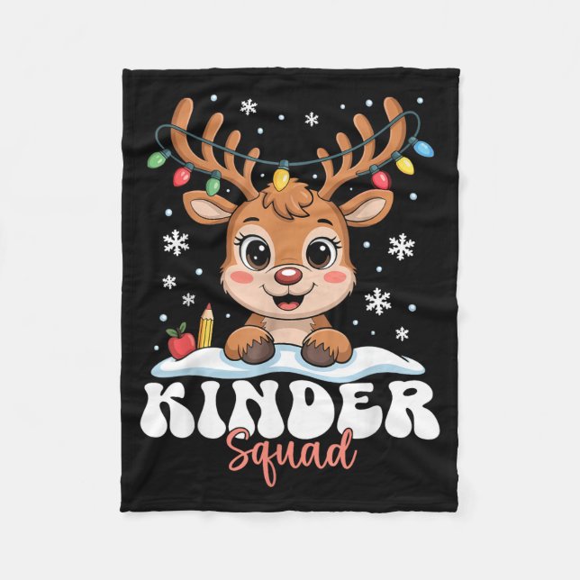 Cobertor De Velo Kinder Squad Reindeer Christmas Lights Cute Winter (Frente)