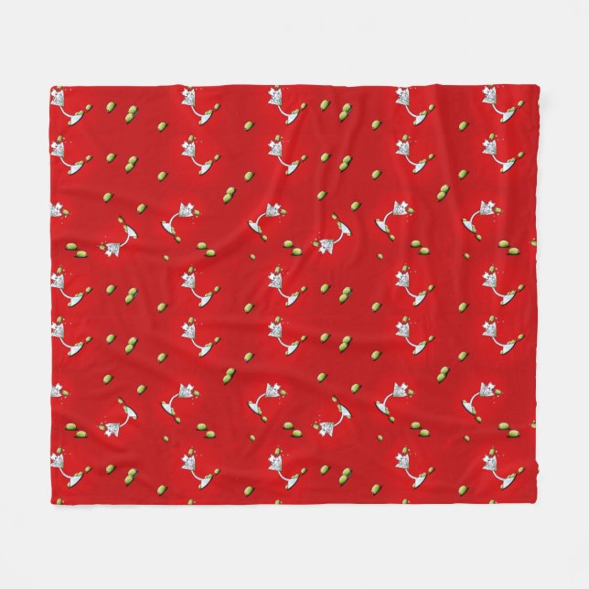 Cobertor De Velo KiniArt Westie Martini Fleece Blanket (Frente (Horizontal))