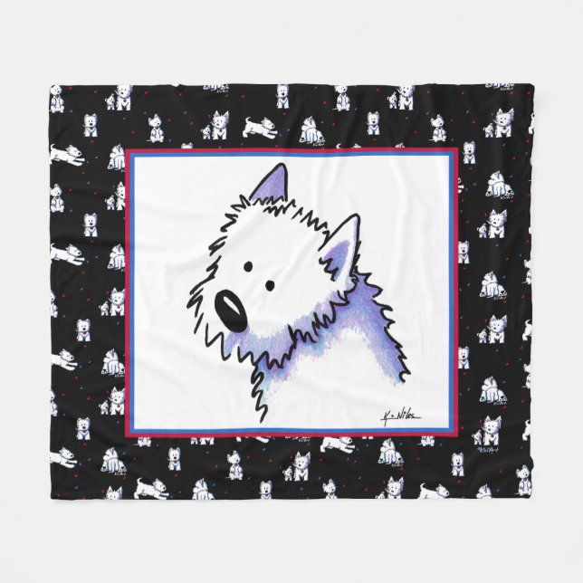 Cobertor De Velo KiniArt Westie Terriers Fleece Blanket (Frente (Horizontal))
