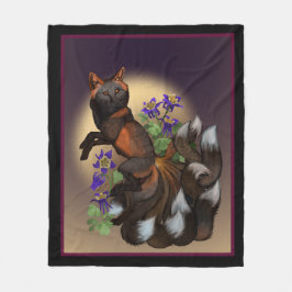 Cobertor De Velo Kitsune e Columbine Flowers Fleece Blanket