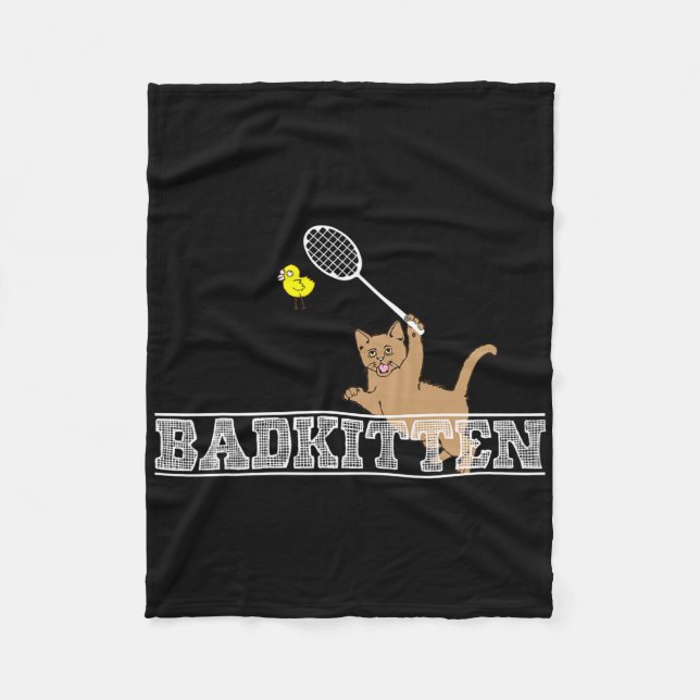 Cobertor De Velo Kitten Engraçado Badminton Cat Lovers Pun (Frente)