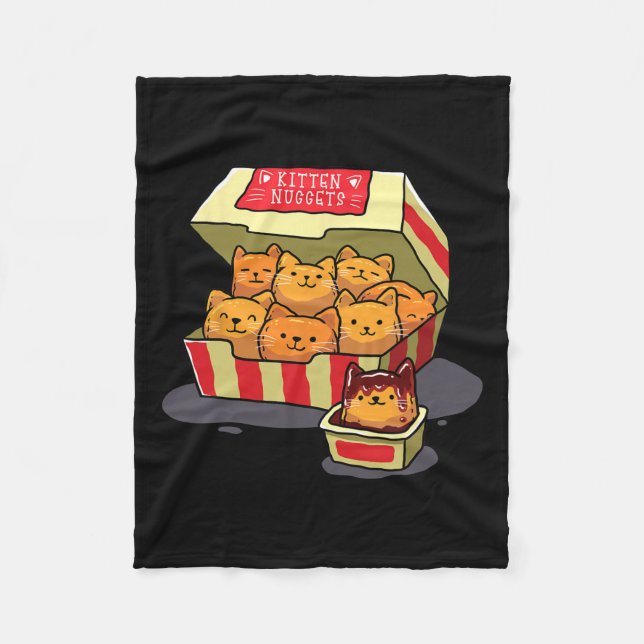 Cobertor De Velo Kitten Nuggets Comida Pun Gato Pover Gift Galinha  (Frente)