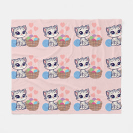 Cobertor De Velo Kitten & Yarn Fleece Blanket