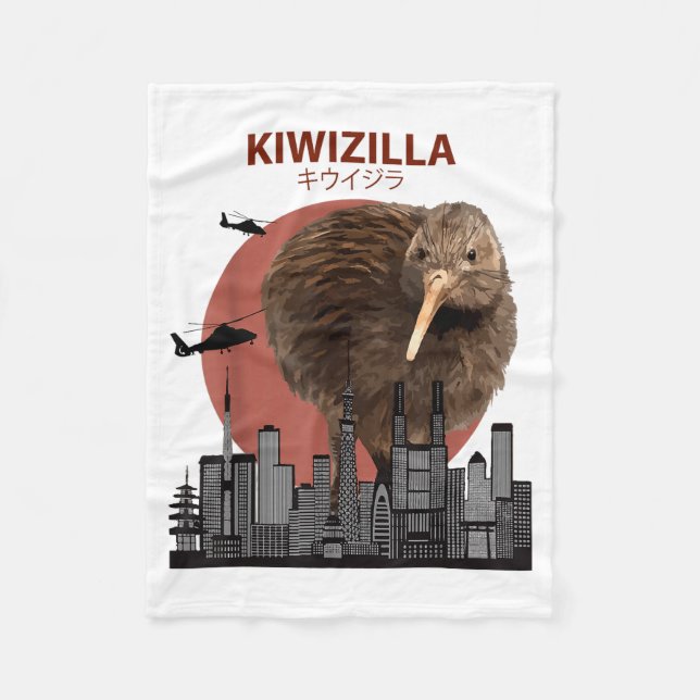 Cobertor De Velo Kiwizilla Funny Kiwi _ New Zealand Bird Lovers Gif (Frente)