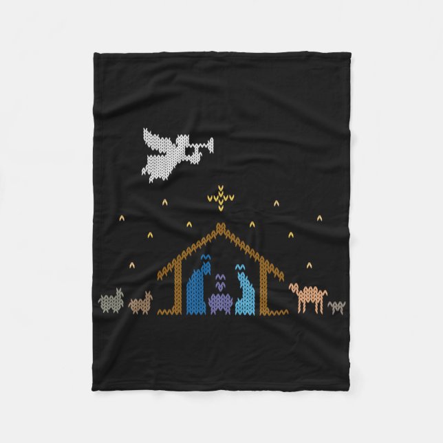 Cobertor De Velo Knitted Nativity Christmas Sweater Christian Jesus (Frente)