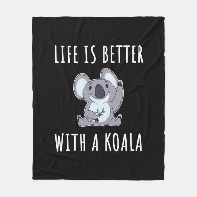 Cobertor De Velo Koala - A Vida É Melhor Com Um Koala (Frente)
