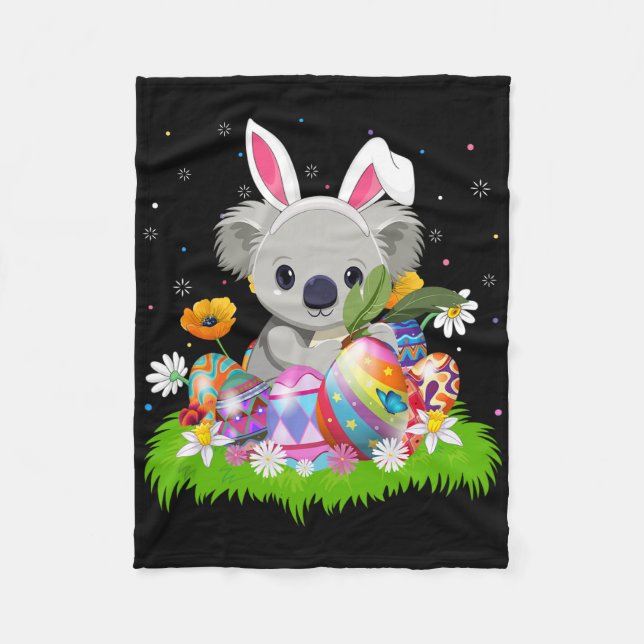 Cobertor De Velo Koala Easter Egg Hunt Bunny Ear Koala Páscoa Da Ru (Frente)