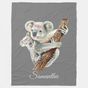 Cobertor De Velo Koala Mama & Baby Personalizado