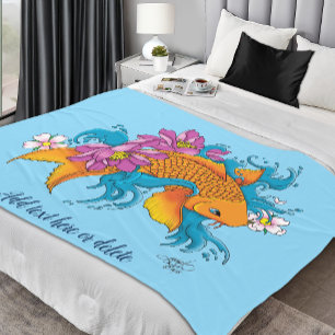 Cobertor De Velo Koi Fish Lotus Cherry Blossoms