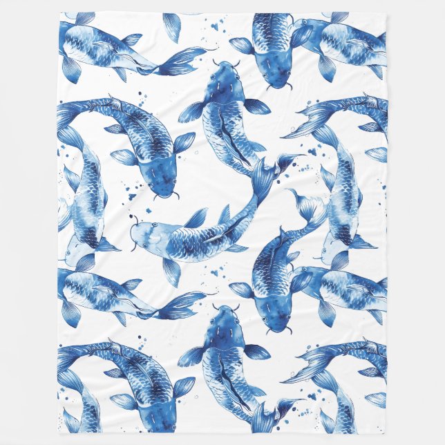 Cobertor De Velo Koi indigo shibori (Frente)