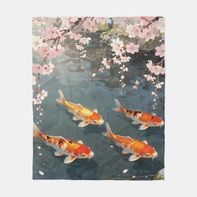 Cobertor De Velo Koi Pond Cherry Blossom Serenity (Frente)