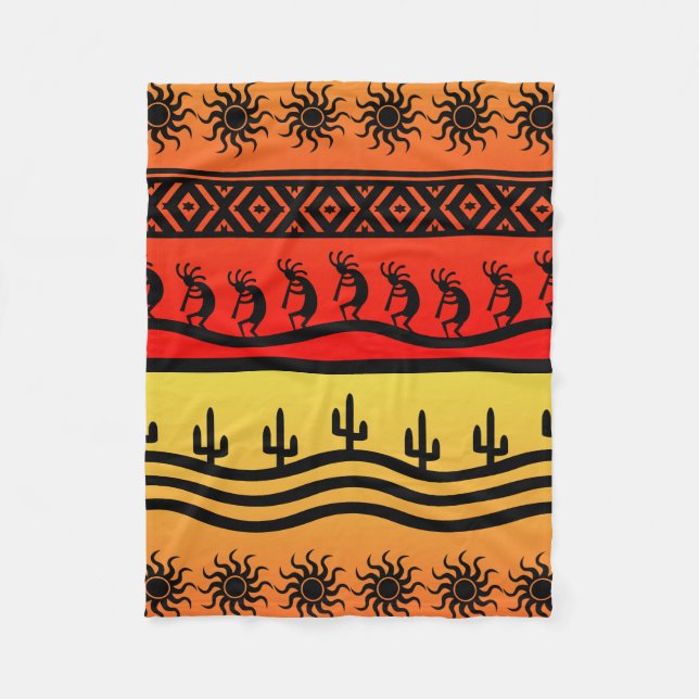 Cobertor De Velo Kokopelli Aztec Deserto Tribal Design (Frente)