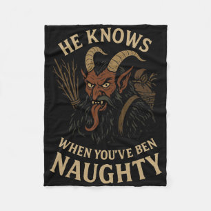 Cobertor De Velo Krampus Naughty List Horror de Natal