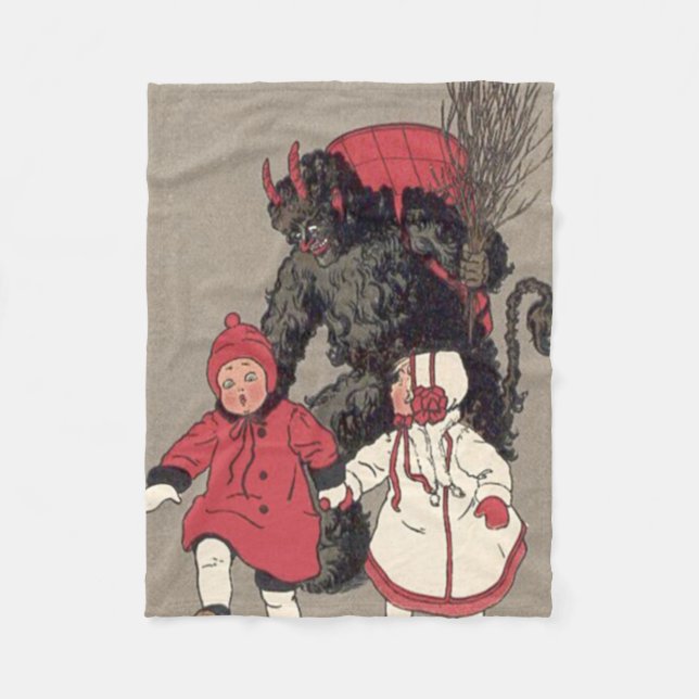 Cobertor De Velo Krampus Perseguindo Crianças Interruptor (Frente)