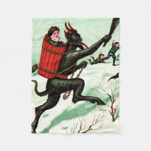 Cobertor De Velo Krampus Perseguindo Crianças Más Inverno Neve