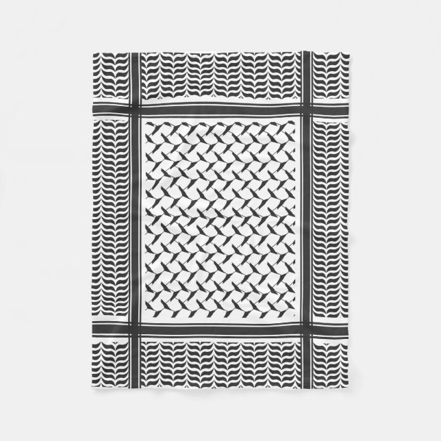 Cobertor De Velo kuffiya, preto e branco, da Jordânia palestiniana (Frente)
