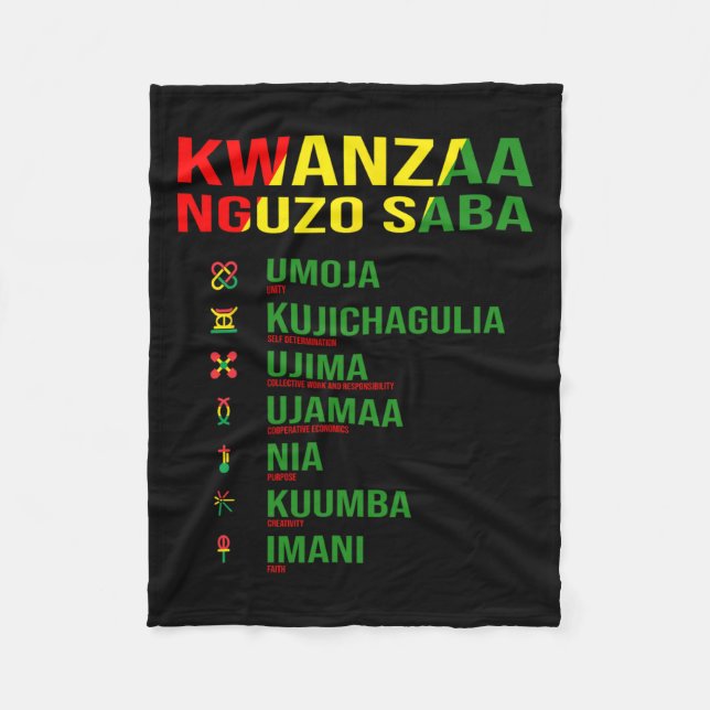 Cobertor De Velo Kwanzaa - Nguzo Saba - Design dos Sete Princípios (Frente)